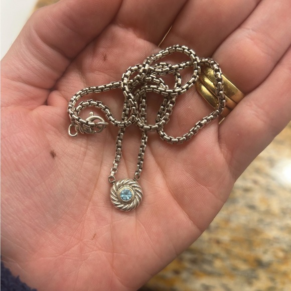 David Yurman Silver Necklace with Blue Accent - Picture 1 of 4